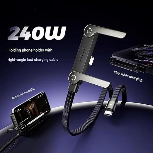 240W 2-in-1 Charging Cable with Phone Stand 2m length