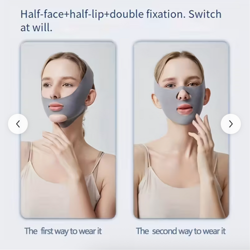 1PC Grey V-Shaped Face Lift Bandage – Face Tightening & Anti-Snoring Support Strap